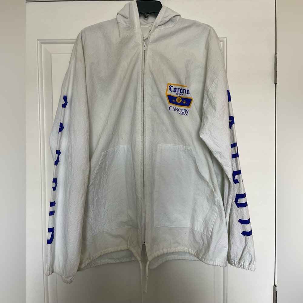 VTG 90s Coors Extra Hoodie Mens XL Whit Beer Drinker Y2K Pullover STAINED